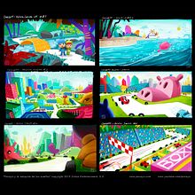 Concept art for "Pocoyo and the Dreams Machine", animated feature project.. Animation, Sketching, Film, To, Design, Digital Illustration, 3D Animation, Film, Video, TV, Creativit, Design, Interior Design, Industrial Design, Advertising, Stor, telling, and TV project by Pedro Bascon - 01.01.2015