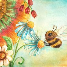 Happy Little Bee. Ilustração tradicional projeto de Henar Jiménez - 10.05.2018