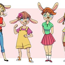 Bunnies. Fine Arts, Creativit, Drawing, Character Design, Traditional illustration, and Digital Illustration project by Paloma López - 05.14.2018