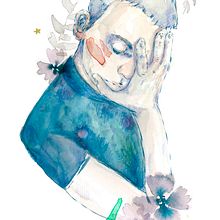 Mi Proyecto del curso: Retrato ilustrado en acuarela "Dreamy Boy". Traditional illustration, Fine Arts, Painting, Drawing, Watercolor Painting, Portrait Drawing, and Artistic Drawing project by pslaviat - 05.31.2018