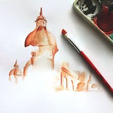 Watercolor building . Desenho, Ilustração tradicional, e Pintura em aquarela projeto de Carla Bonfigli - 09.06.2018
