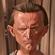 Caricatura Kirk Douglas + pasos tutorial . Traditional illustration, and Painting project by Jacob C - 04.17.2017