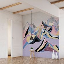 Wallpaper Dream Mountains. Design, Interior Design, Traditional illustration, Digital Illustration, L, and scape Architecture project by Rebeca Zarza - 06.15.2018