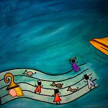  "EL Flautista de Hamelín" . % Paty Escandón tarafından hazırlanan Çizim, Geleneksel illüstras, Ve on projesi - 06.22.2018