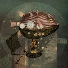 Viaje en pez globo.. Un proyecto de Collage, Ilustración tradicional e Ilustración digital de Vanesa Campanón Herrera - 22.06.2018