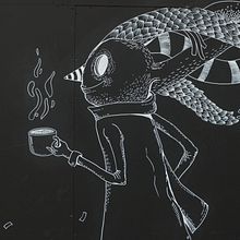 Mural "Bar plaza" Basauri. Un progetto di Street Art e Illustrazione tradizionale di Ana Roca - 02.07.2018