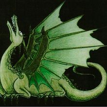 Dragon verde. Drawing, Character Design, and Traditional illustration project by Marcela Nuñez - 07.14.2018