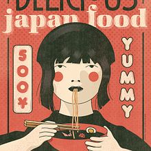 "Japan Food" ©Hugo Giner 2018.. Un progetto di Belle arti, Design, Graphic design, Illustrazione tradizionale, Illustrazione digitale e Illustrazione vettoriale di Hugo Giner - 24.07.2018