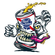 Pabst Blue Ribbon Monstruo Lata. Un proyecto de Ilustración tradicional de Marcos Cabrera - 30.07.2018