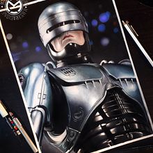 Robocop - ilustraciòn en làpices de colores. Drawing, Pencil Drawing, Realistic Drawing, and Traditional illustration project by Mariano Mattos - 08.01.2018
