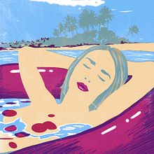 Proyecto final. Ilustración de la canción con aplicación de texturas "A New Deserved break" Morcheeba. Un proyecto de Ilustración tradicional de Rosa García - 10.08.2018