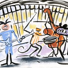 Faro Rockabilly. Nelson Piña & his Comets. . Un proyecto de Concept Art, Ilustración tradicional, Ilustración digital, Ilustración vectorial, Pintura y Pintura a la acuarela de Miguel Gosálvez Mariño - 14.08.2018