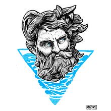 Poseidon. Drawing, Design, Printing, Traditional illustration, and Screen Printing project by Miguel Ángel Fernández Cornejo - 08.17.2018