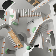 Escher Relatividad. 3D, Art Direction, Industrial Design, and Traditional illustration project by Francisco Cortés - 08.17.2018