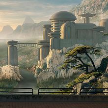 Firuvell, the city in the valley - Matte painting. 3D, Concept Art, and Traditional illustration project by Jose Miguel Gordaliza - 08.19.2018