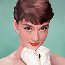 Audry Hepburn. Traditional illustration project by Mónica Sánchez Gallego - 08.20.2018
