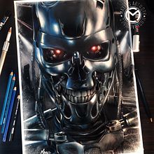 Ilustraciòn en làpices de colores - Terminator 2 - Dìa del Juicio Final . Film, Film, Video, TV, Drawing, Pencil Drawing, Artistic Drawing, Portrait Drawing, Realistic Drawing, and Traditional illustration project by Mariano Mattos - 09.03.2018