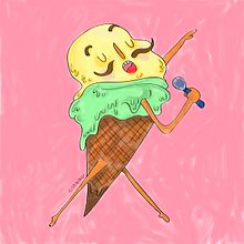 ice cream singer. Un proyecto de Ilustración tradicional, Ilustración digital e Ilustración vectorial de tita wong - 09.09.2018