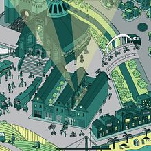 Cartel para festival "Vesos, Valencia Escena Sostenible" 2017. Un proyecto de Diseño, Diseño de carteles, Eventos, Ilustración tradicional, Ilustración digital e Ilustración vectorial de Julia Furió Quesada - 10.09.2018