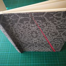 PROYECTO ENCUADERNACIÓN VINÍLICA CON CUERPO EN PAPEL DE 250 GR VERJURADO CON LOS BIFOLIOS SEPARADOS PARA INSERTAR  FOTOGRAFÍAS. Bookbinding project by Miguel Ángel Martin de la Vega - 09.10.2018
