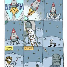 The moon landing in color. Comic, Drawing, and Traditional illustration project by Daniel Burton - 09.25.2018