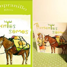 Etiqueta para botella «ARRIERITOS SOMOS». Un progetto di Disegno artistico, Product design, Illustrazione tradizionale e Pittura ad acquerello di Nerea Aguilera García - 20.01.2018