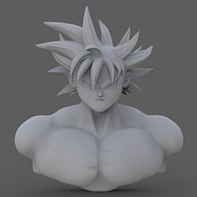 Busto de Goku . Un progetto di 3D, Cinema, video e TV, Creatività, Design di giocattoli, Character design, Character design 3D, Scultura, Modellazione 3D e Videogiochi di Aarón Ramos Pardal - 26.09.2018