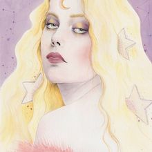Diosa Lunar. Drawing, Pencil Drawing, Artistic Drawing, Portrait Drawing, Realistic Drawing, Editorial Design, Traditional illustration, and Watercolor Painting project by Sara Vera Lecaro - 10.05.2018