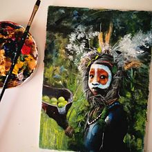 Tribal (estudio en acrílico). Traditional illustration, and Painting project by Alberto Costa Gómez - 10.09.2018