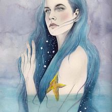 Mermaid. Drawing, Pencil Drawing, Artistic Drawing, Portrait Drawing, Realistic Drawing, Character Design, Traditional illustration, and Watercolor Painting project by Sara Vera Lecaro - 10.14.2018