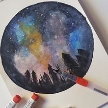 Mi Proyecto del curso: Técnicas modernas de Acuarela. Een project van Aquarelschilderen van allie - 16.10.2018