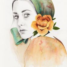 Spring Girl. Fine Arts, Drawing, Pencil Drawing, Artistic Drawing, Portrait Drawing, Realistic Drawing, Traditional illustration, and Watercolor Painting project by Sara Vera Lecaro - 10.17.2018