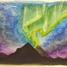 Mi Proyecto del curso: Técnicas modernas de Acuarela - Aurora boreal. Traditional illustration project by María Trigueros Pérez - 10.23.2018