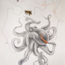 Pulpo con Abejas. Embroider project by Brenda Paola Cristán García - 09.01.2017