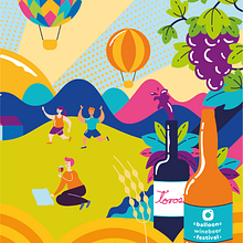 Balloon Wine & Beer Festival . Un projet de Br, ing et identité, Illustration traditionnelle, Illustration numérique et Illustration vectorielle de Michelle Flores - 26.07.2018