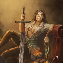 Rogue swordmaster. Fine Arts, Concept Art, Creativit, Traditional illustration, and Painting project by Gabriel Navarro Romero - 11.07.2018