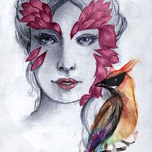 Plumas. Sketching, Drawing, Pencil Drawing, Artistic Drawing, Portrait Drawing, Realistic Drawing, Design, Digital Illustration, Watercolor Painting, and Photo Retouching project by Marina Regali - 11.16.2018