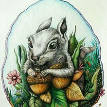 ILUSTRACIONES: Una ardillita entre hojas de verde color Ein Projekt aus dem Bereich Traditionelle Illustration von Leticia Milagros Tineo Anyosa - 17.11.2018