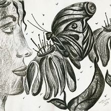 Amor a primera vista. Fine Arts, Sketching, Creativit, Drawing, Artistic Drawing, and Traditional illustration project by Sandra Cartellone - 11.18.2018
