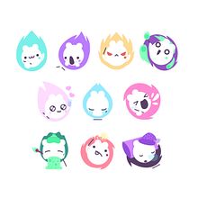 Mitsuko stickers - Sticker Place. Character Design project by Sara Gummy - 01.29.2018