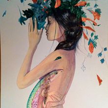 el jardín, la lagartija, la mujer y la hiedra.. Projekt z dziedziny Trad, c i jna ilustracja użytkownika Marieta Alonso-Collada - 20.11.2018