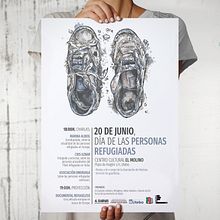 Cartel "Día de las personas refugiadas". Un progetto di Design di poster , Graphic design, Illustrazione tradizionale, Illustrazione digitale e Pittura ad acquerello di Eva Cortés Jiménez - 20.06.2018