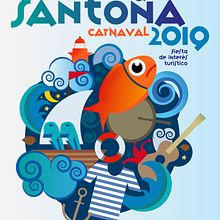 Tercer elegido para Cartel de Carnaval de Santoña. Een project van Traditionele illustratie van Fernando Lorente Domínguez - 23.11.2018