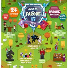 Afiche Juegos en el  Parque 2018. Un progetto di Design di poster , Illustrazione tradizionale, Illustrazione digitale e Illustrazione vettoriale di Carlos Hernández - 22.11.2018