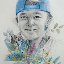 Mi Proyecto del curso: Retrato con lápiz en papel de acuarela, técnicas de color y Photoshop. Portrait Drawing project by Gloria Climent Comps - 11.26.2018