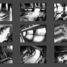 Thumbnails sketches of planetary station conceptart. Concept Art, Set Design, and Traditional illustration project by Gabriel Navarro Romero - 11.27.2018
