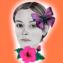 Retrato "La Mariposa y la Flor". Projekt z dziedziny  R, sunek, R, sunek ołówkiem,  R, sunek art, st, czn, Portret, Trad, c, jna ilustracja i Retuszowanie fotografii użytkownika Carolina Apolaya Csirke - 06.12.2018