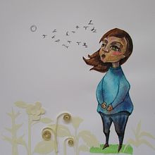 La niña cuyo alma echó a volar.... Un proyecto de Collage, Ilustración tradicional y Pintura a la acuarela de Arantxa Vinardell - 12.12.2018