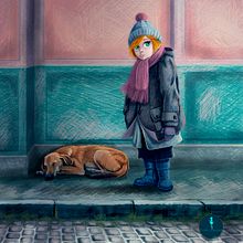 Niña y perro Mi Proyecto del curso: Ilustración digital con lápices de colores. Traditional illustration, and Digital Illustration project by Francisco Javier Llobregat Garcia - 12.26.2018