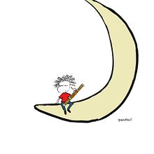 Moon and bassoon. Drawing project by Laura Guasteví - 07.30.2018